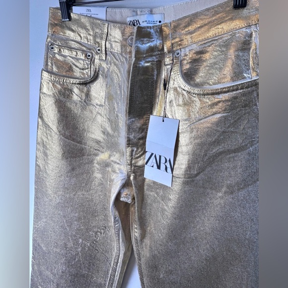 NWT Zara Gold Boyfriend Blogger Favourite The Boy Boy Fit Denim Jeans Sold Out - Picture 5 of 16